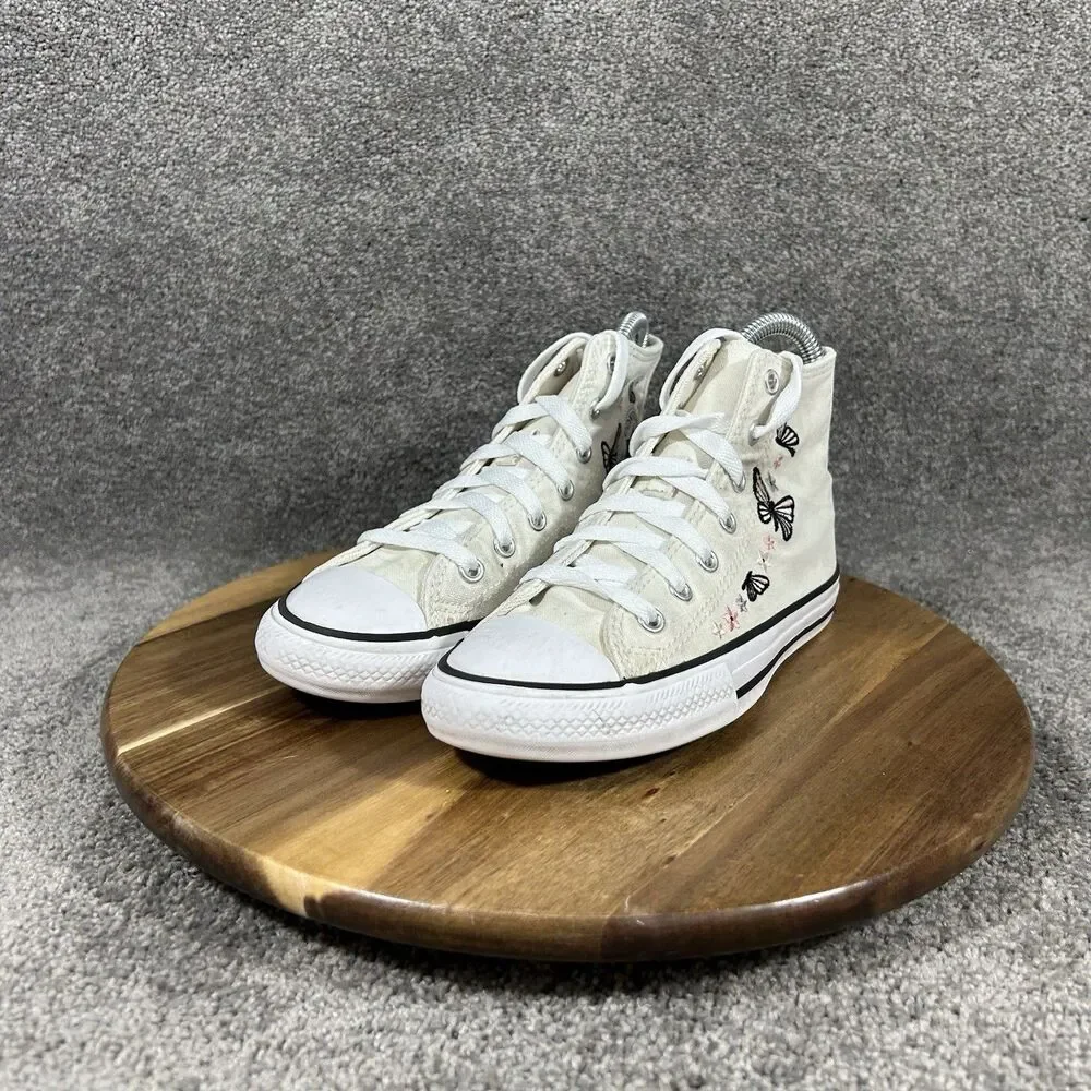 Converse Chuck Taylor All Star A08739F Kids Size 2 White Butterfly Shoes Used